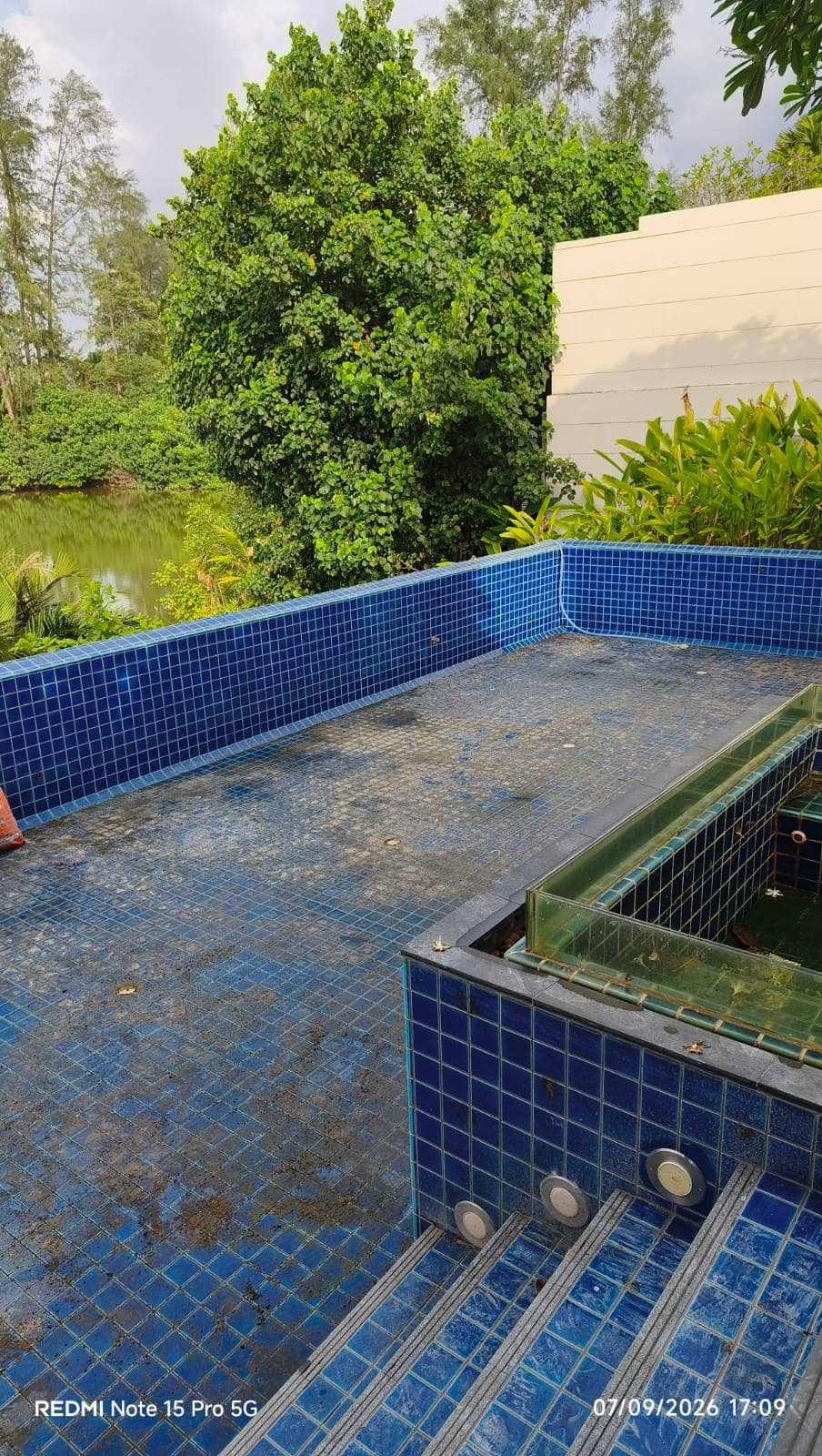 The pool shell before its new finish