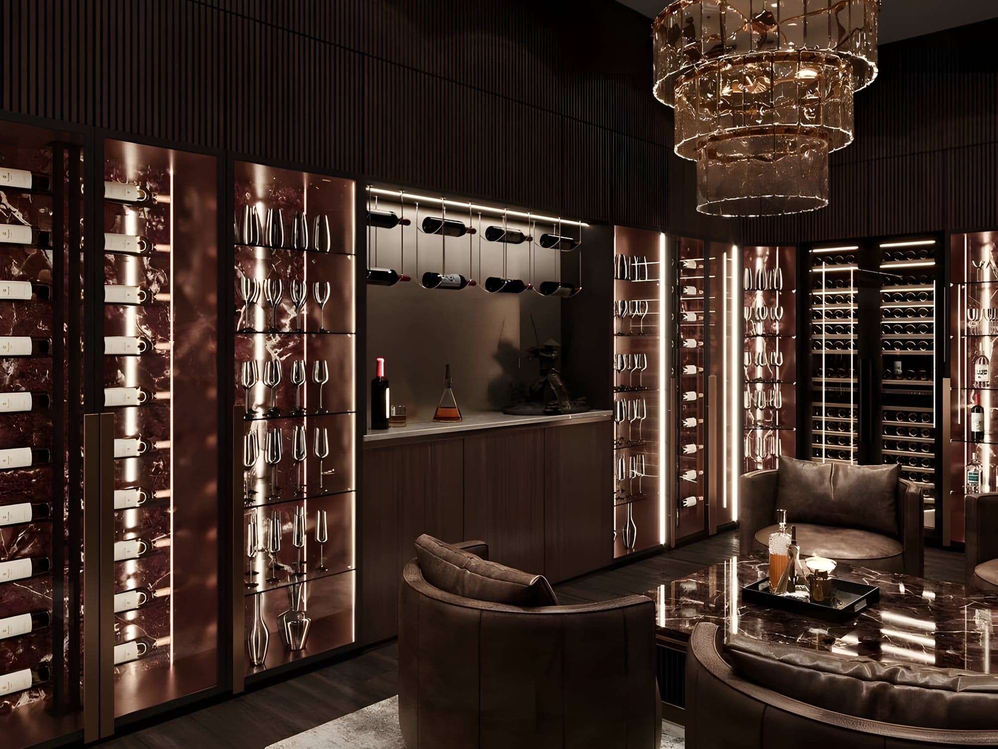 Визуализация: винная комната с лаунж-зоной — Banyan Tree Residences